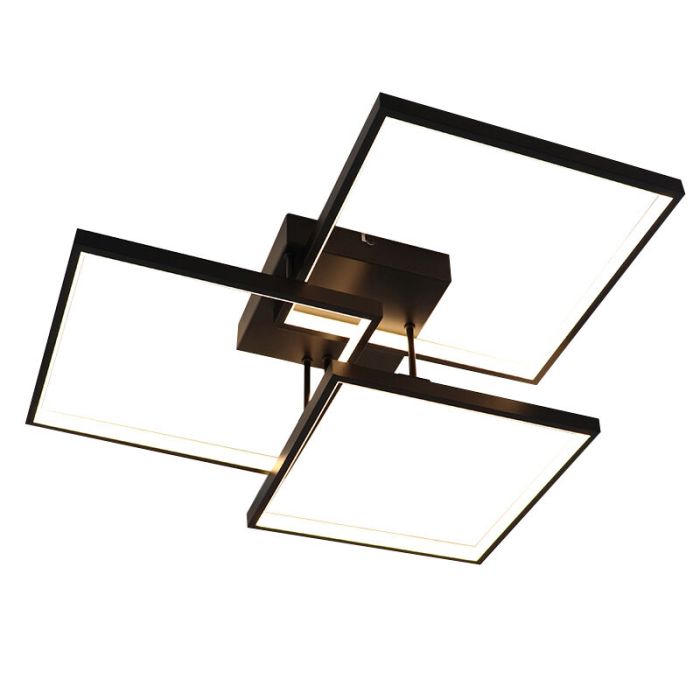 Lampe plafond noire moderne, Giorgio, 38W, 2700K LED, gradable en 3 étapes
