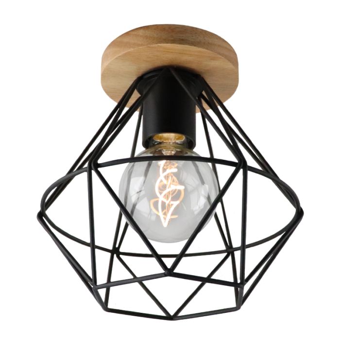 Lampe plafond en bois marronne, Jochem