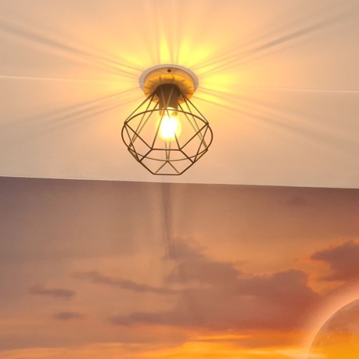 Lampe plafond en bois marronne, Jochem