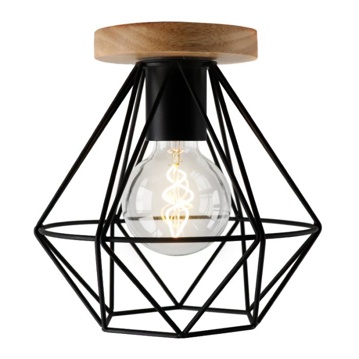 Lampe plafond en bois marronne, Jochem