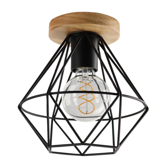 Lampe plafond en bois marronne, Jochem