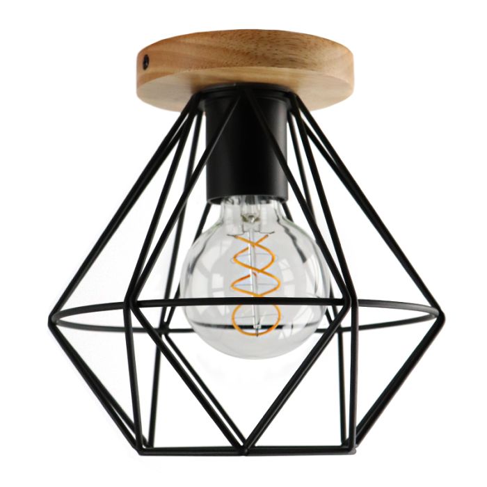 Lampe plafond en bois marronne, Jochem