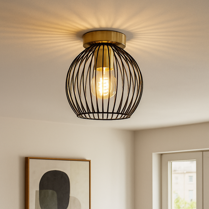 Lampe plafond dorée industrielle, Wiro