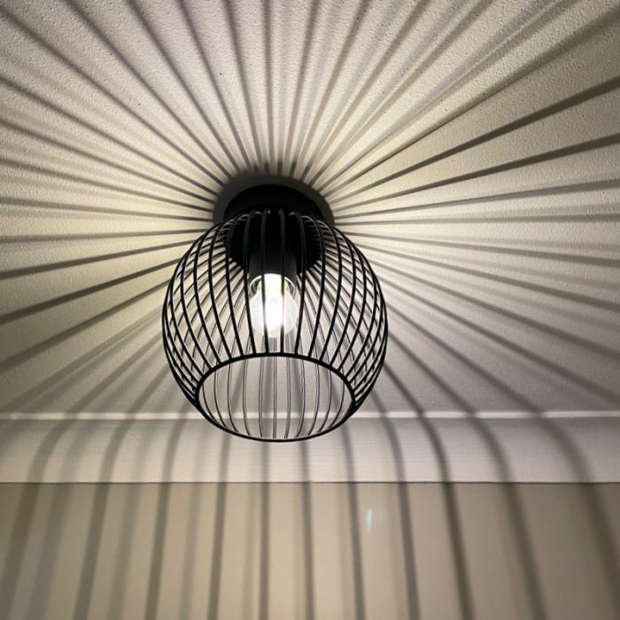 Lampe plafond noire industrielle, Wiro