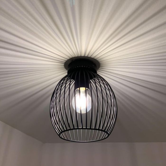 Lampe plafond noire industrielle, Wiro