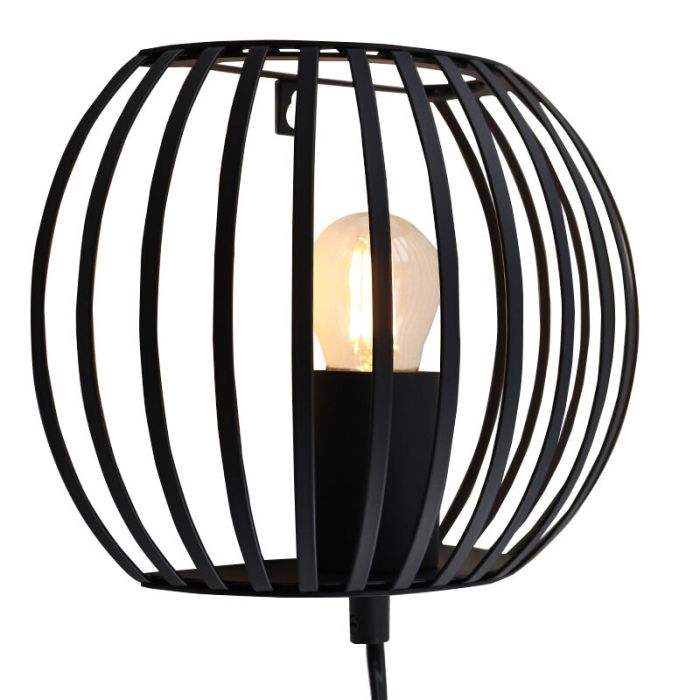 Applique murale noire industrielle, Lieve, avec interrupteur