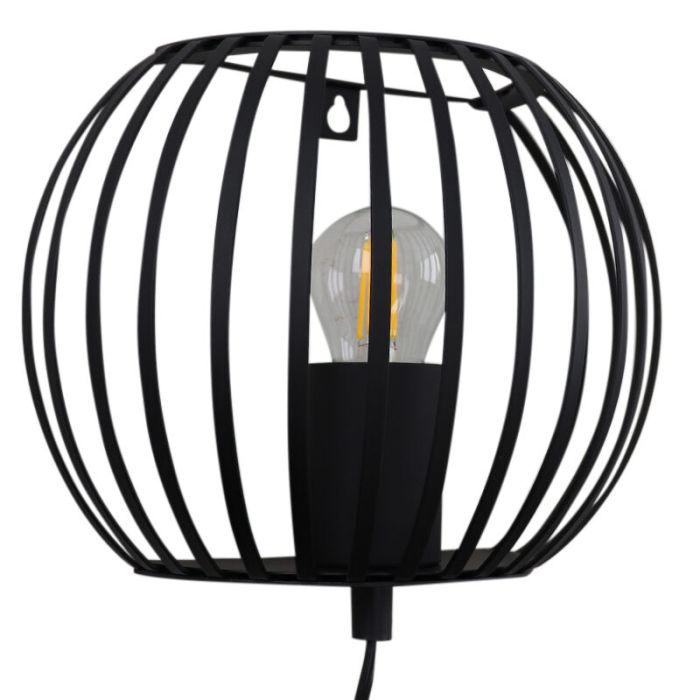 Applique murale noire industrielle, Lieve, avec interrupteur