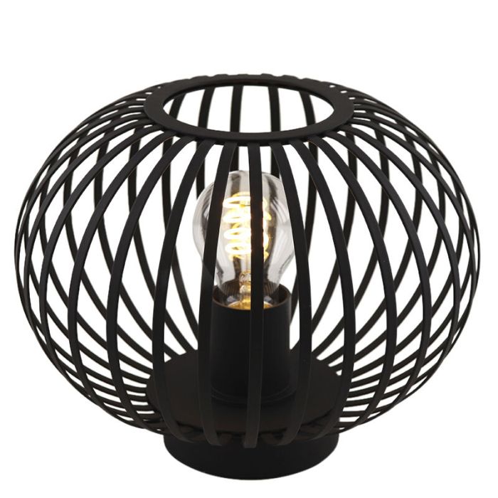 Lampe de table noire industrielle, Lieve, avec interrupteur