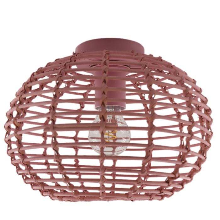 Plafonnier en rotin rose, Roza