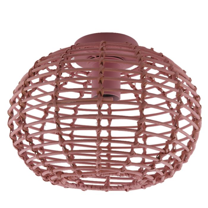 Plafonnier en rotin rose, Roza