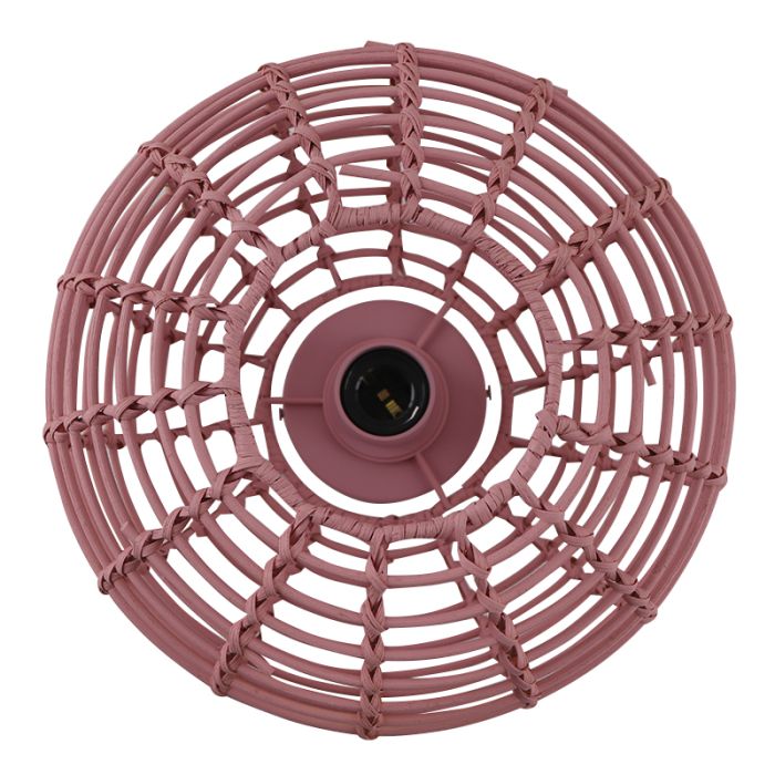 Plafonnier en rotin rose, Roza