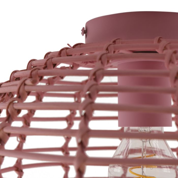Plafonnier en rotin rose, Roza