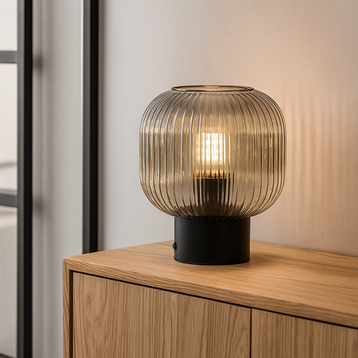 Lampe de table grise rétro, Charlois, avec interrupteur