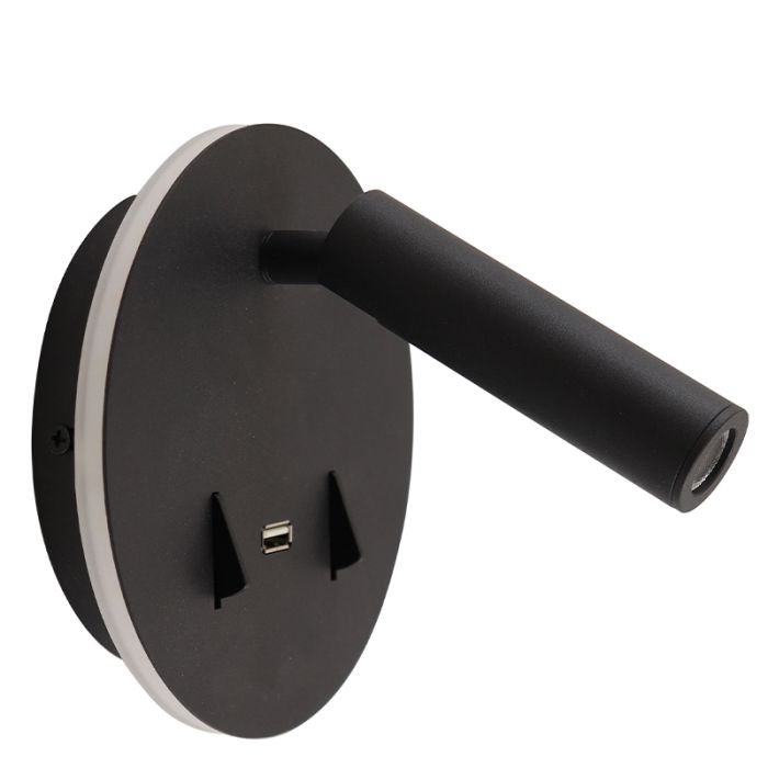 Applique murale noire moderne, Alec, 9W, 3000K LED, avec interrupteur