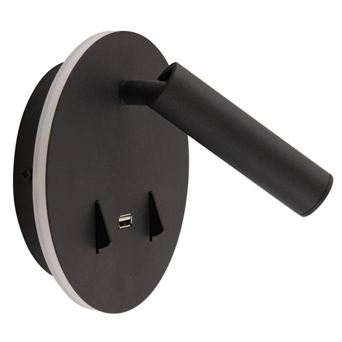 Applique murale noire moderne, Alec, 9W, 3000K LED, avec interrupteur
