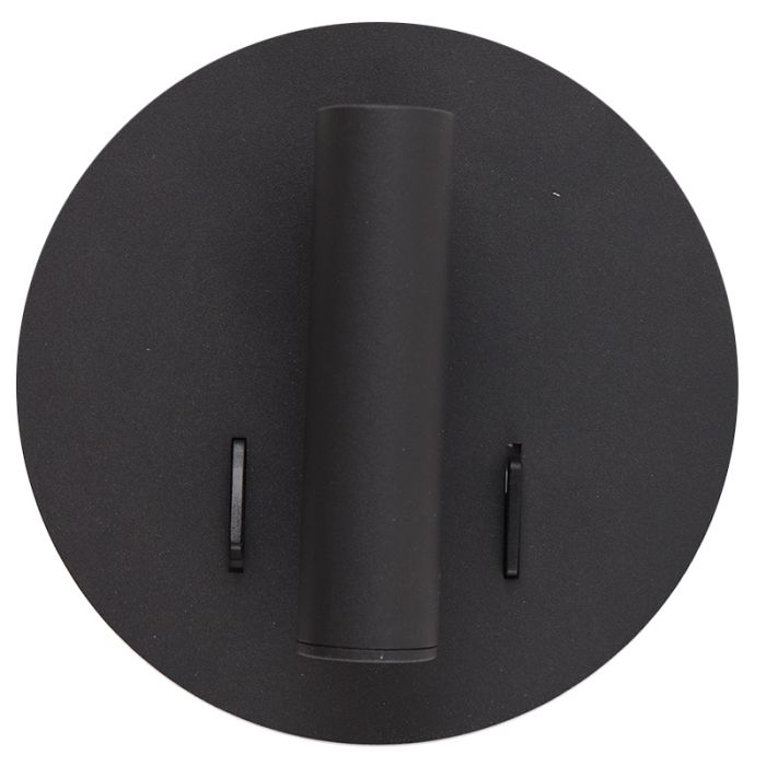 Applique murale noire moderne, Alec, 9W, 3000K LED, avec interrupteur