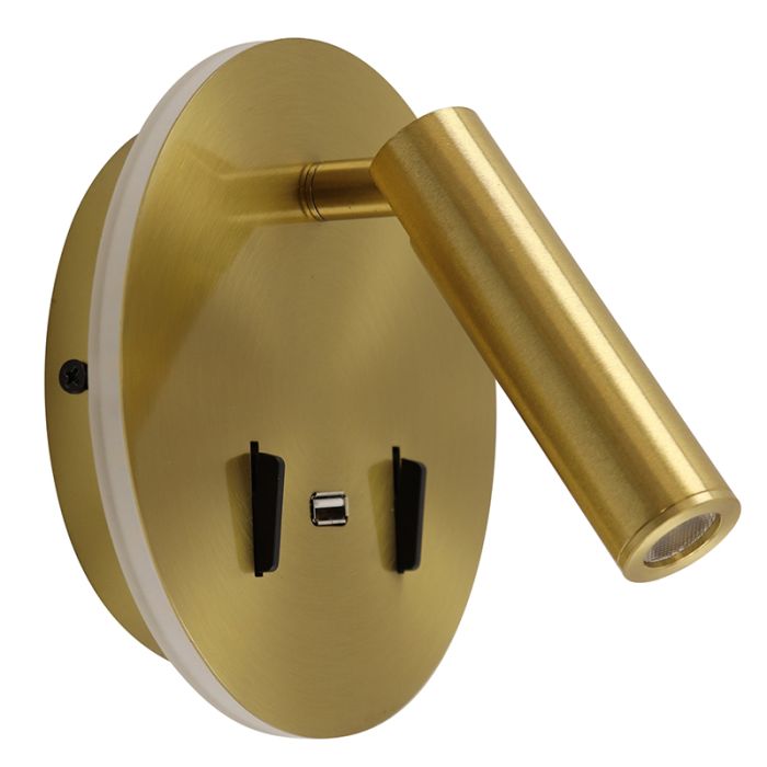 Applique murale dorée moderne, Alec, 9W, 3000K LED, avec interrupteur