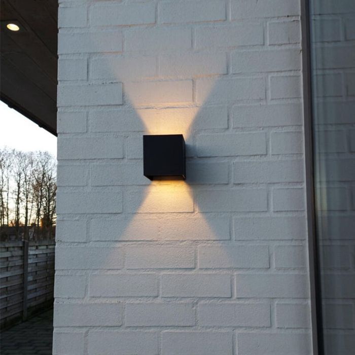 Applique up and down noire moderne, Dion, 6W, dim to warm LED, IP65