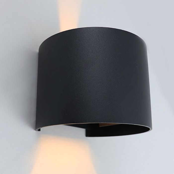Applique up and down noire moderne, Dion, 6W, 3000K LED, IP65