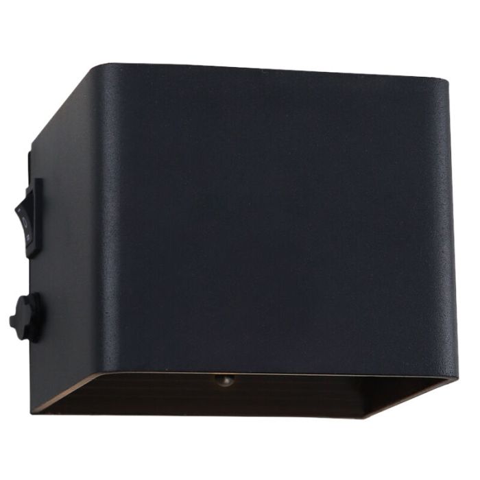 Applique up and down noire recharheable, Dion, 1W, 2700K LED, IP44, capteur de mouvement