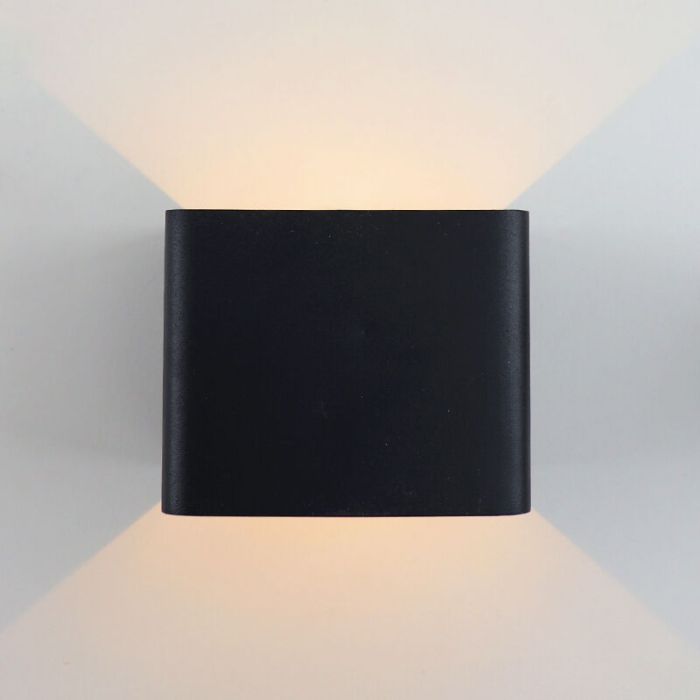 Applique up and down noire recharheable, Dion, 1W, 2700K LED, IP44, capteur de mouvement