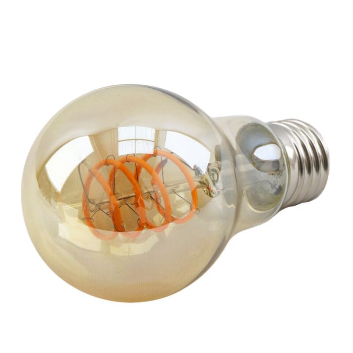 Dimmable E27 ampoule LED, Tuelo, A60, 4w, ambre verre, 2200K