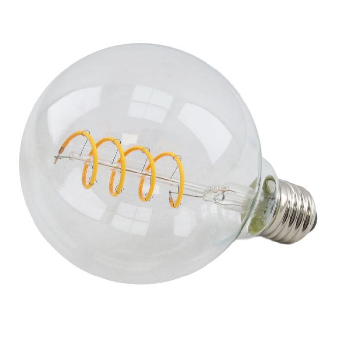 Dimmable E27 ampoule LED, Tuelo, G95, 4w, verre transparent, 2700k