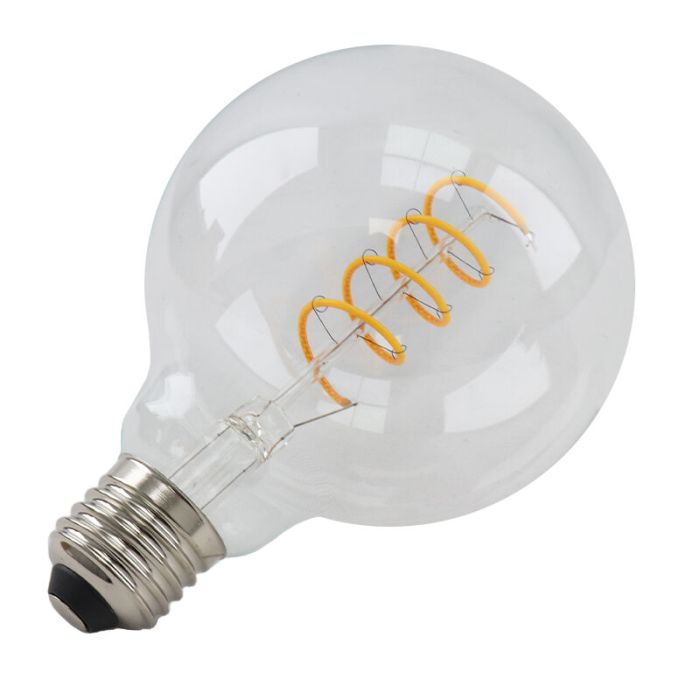 Dimmable E27 ampoule LED, Tuelo, G95, 4w, verre transparent, 2700k