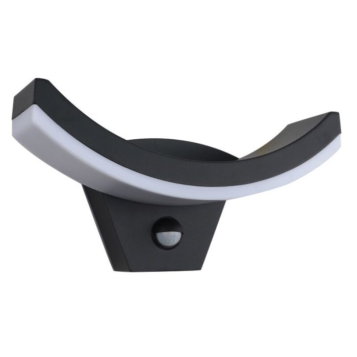 Applique extérieur avec détecteur de mouvement noire moderne, Annemay, 7W, 3000K LED, IP54
