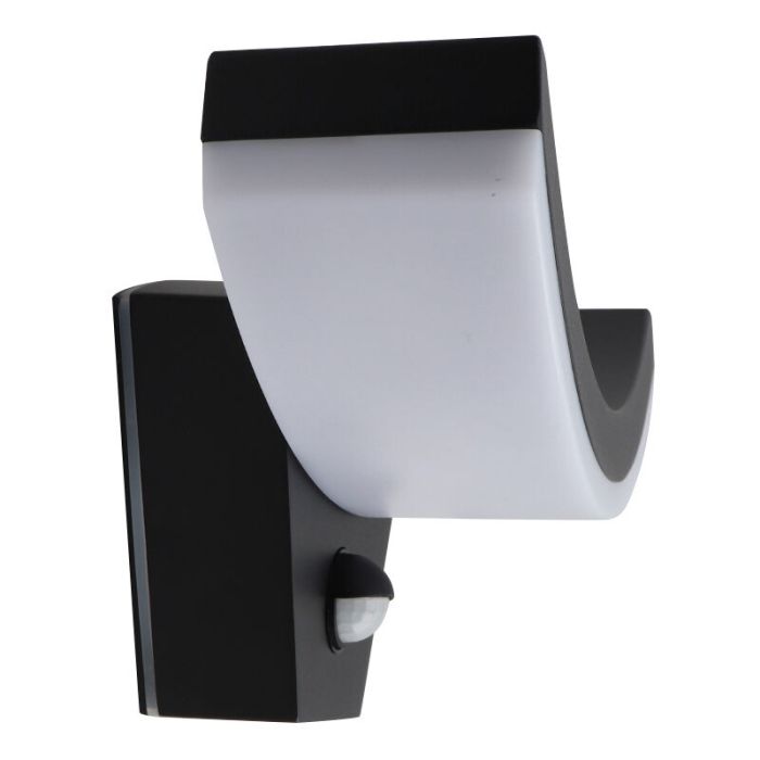 Applique extérieur avec détecteur de mouvement noire moderne, Annemay, 7W, 3000K LED, IP54