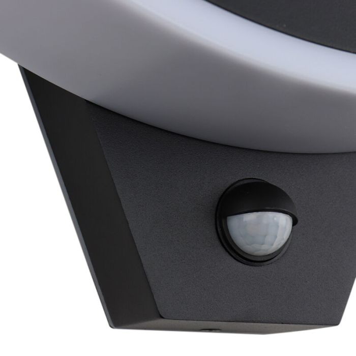Applique extérieur avec détecteur de mouvement noire moderne, Annemay, 7W, 3000K LED, IP54