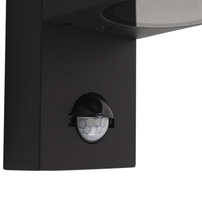 Applique extérieur avec détecteur de mouvement noire moderne, Corina, IP54