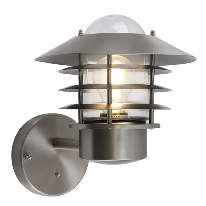 Applique extérieur avec capteur crépusculaire argentée en acier inoxydable, Felice, IP44