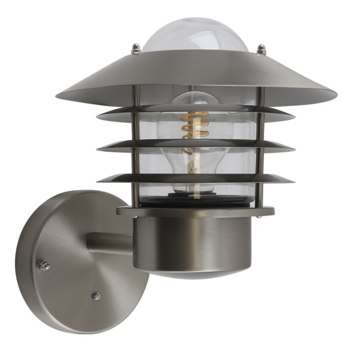 Applique extérieur avec capteur crépusculaire argentée en acier inoxydable, Felice, IP44