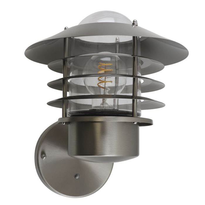 Applique extérieur avec capteur crépusculaire argentée en acier inoxydable, Felice, IP44