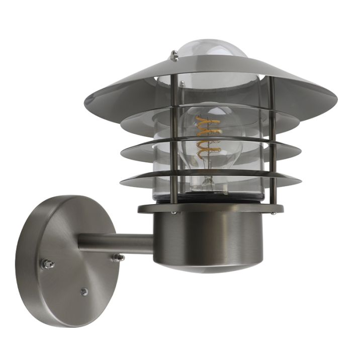 Applique extérieur avec capteur crépusculaire argentée en acier inoxydable, Felice, IP44