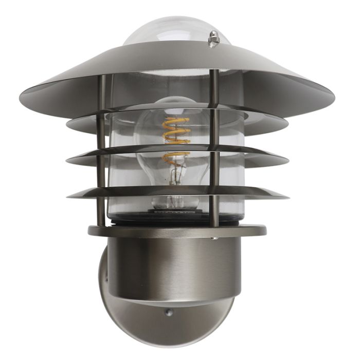 Applique extérieur avec capteur crépusculaire argentée en acier inoxydable, Felice, IP44