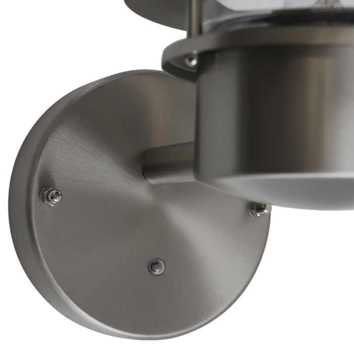 Applique extérieur avec capteur crépusculaire argentée en acier inoxydable, Felice, IP44