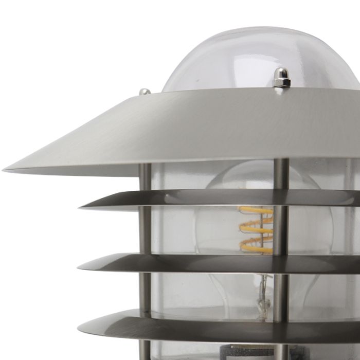 Applique extérieur avec capteur crépusculaire argentée en acier inoxydable, Felice, IP44