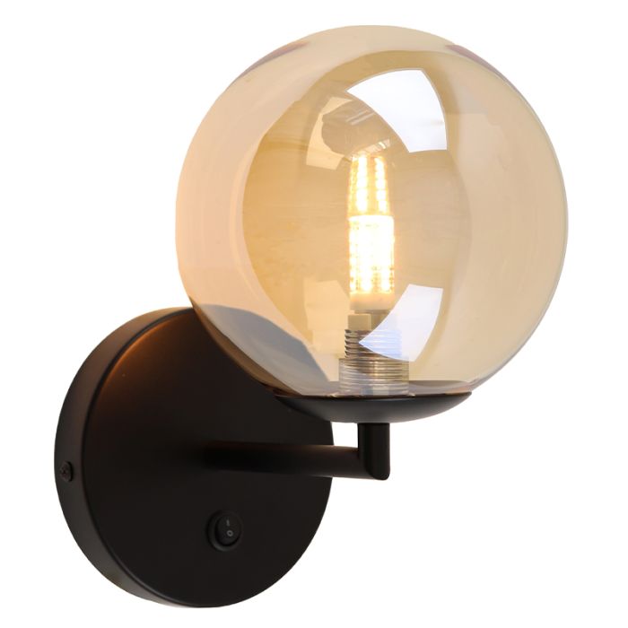 Applique murale ambre design, Remo, avec interrupteur