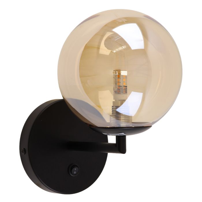 Applique murale ambre design, Remo, avec interrupteur