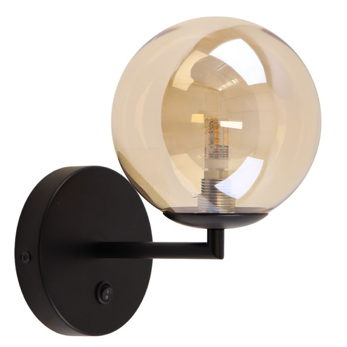 Applique murale ambre design, Remo, avec interrupteur