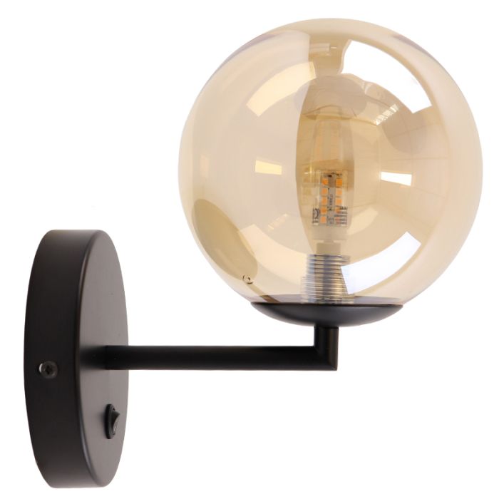 Applique murale ambre design, Remo, avec interrupteur