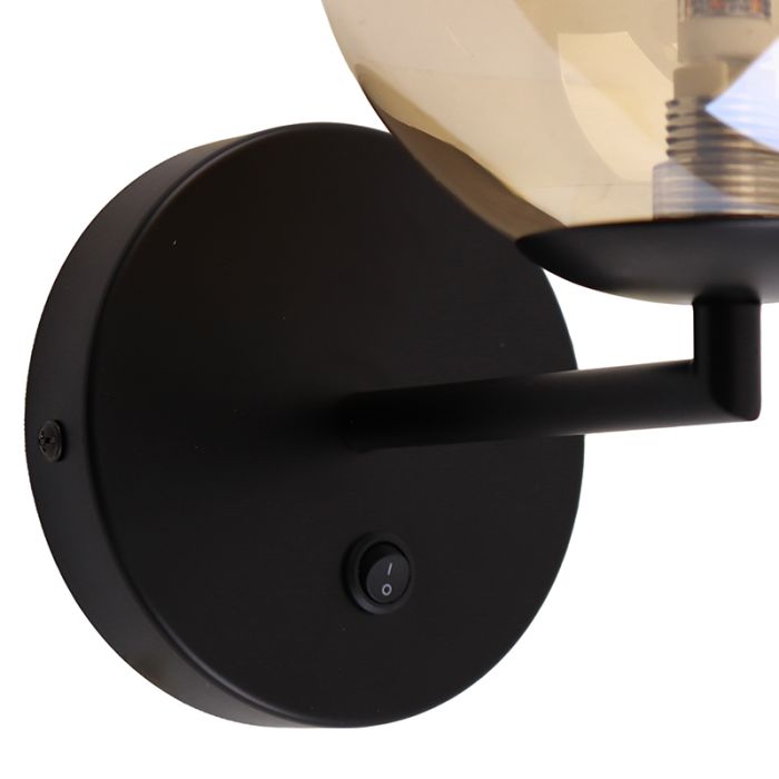 Applique murale ambre design, Remo, avec interrupteur