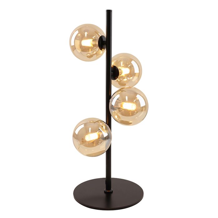 Lampe de table ambre design, Remo, avec interrupteur