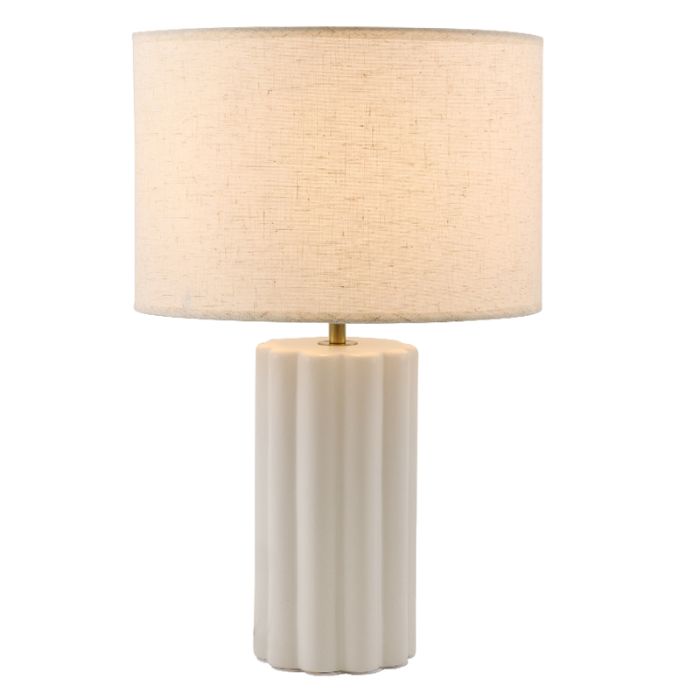 Lampe de table blanche rustique, Juno, avec interrupteur