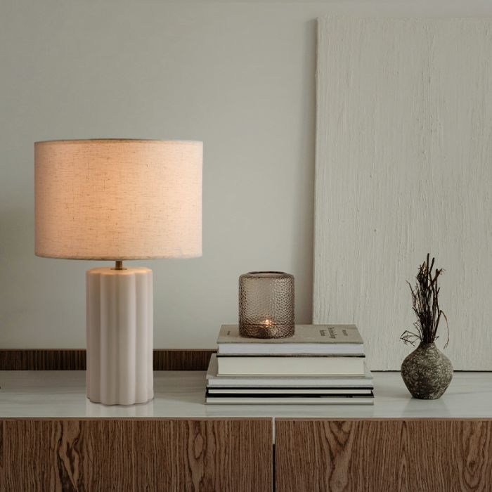Lampe de table blanche rustique, Juno, avec interrupteur