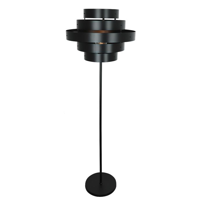 Lampadaire noir rustique, Jana, avec interrupteur