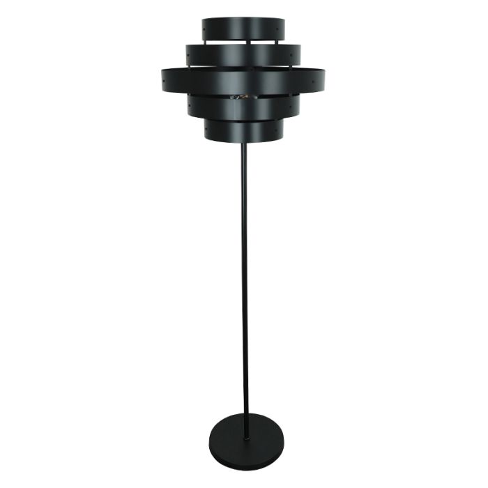 Lampadaire noir rustique, Jana, avec interrupteur