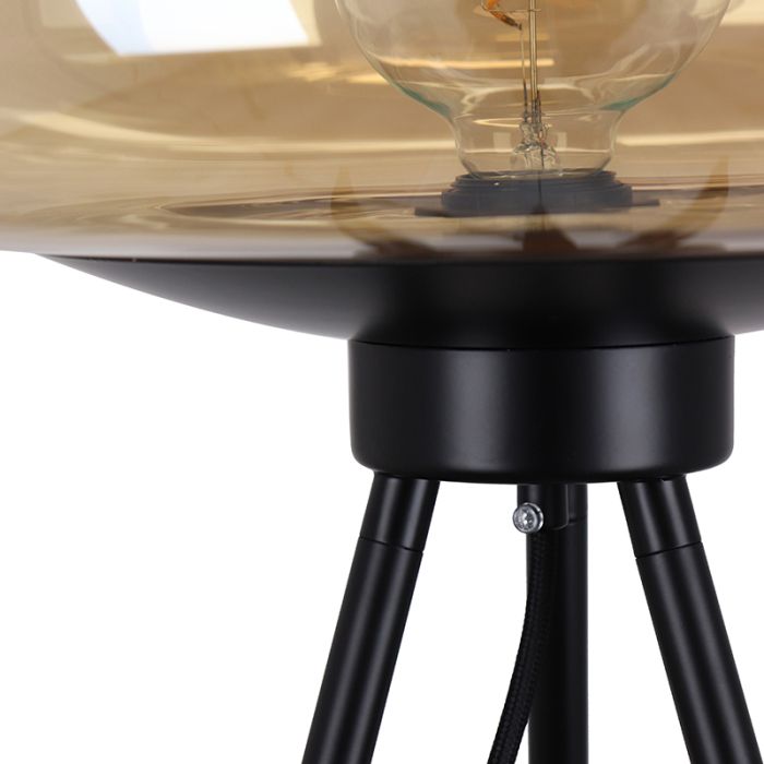 Lampadaire ambre rétro, Sean, avec interrupteur